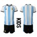 Argentina Replika Babykläder Hemma matchkläder barn VM 2022 Korta ärmar (+ Korta byxor)